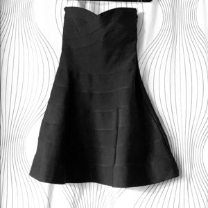 Black Banded Strapless Dress